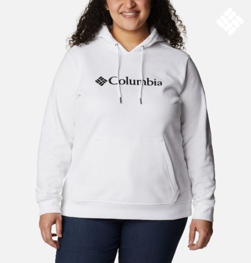 Women's Columbia Logo Hoodie White | Plus Size CA-D3615